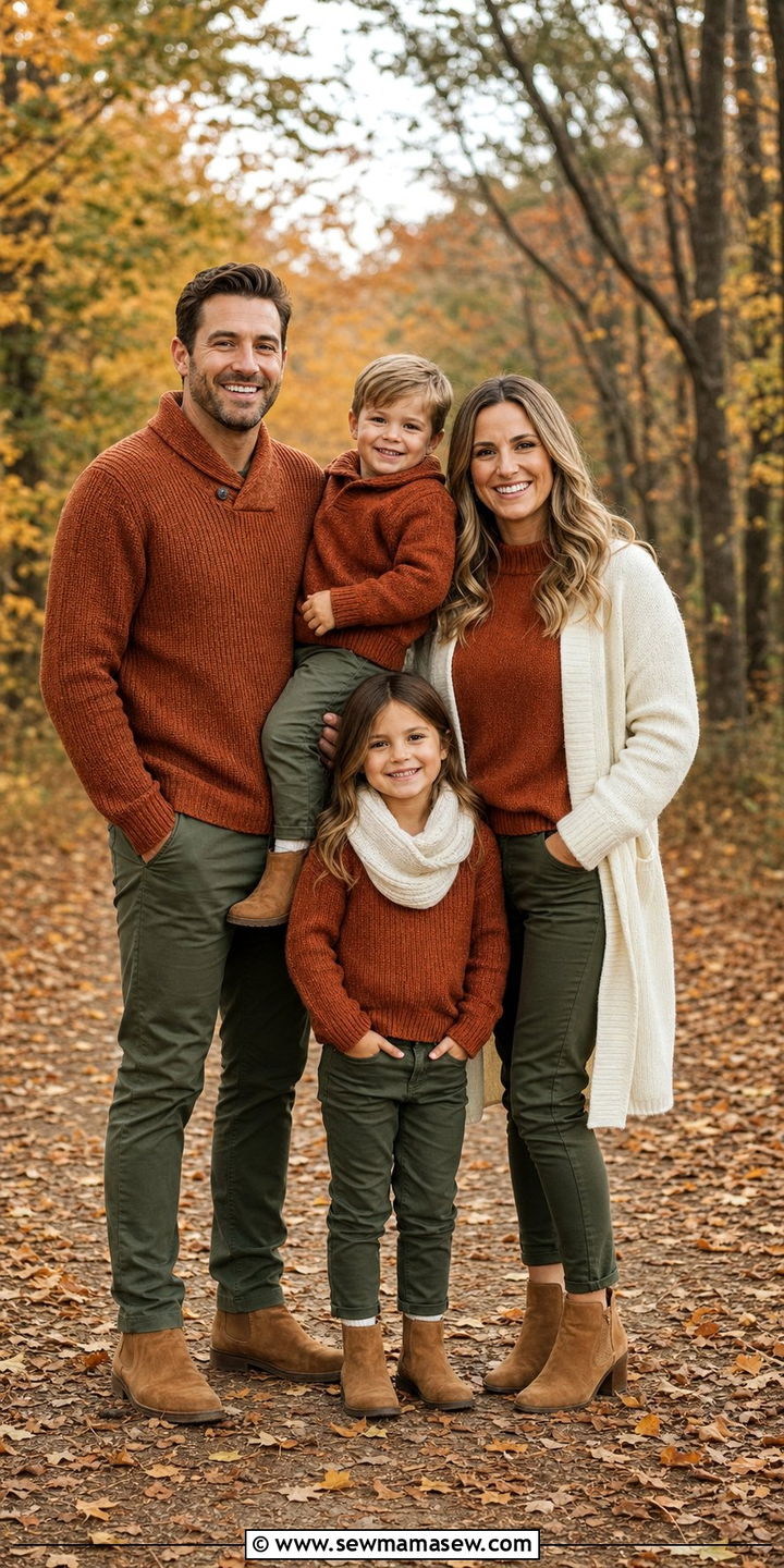 Rust and Olive Green Family Photo Outfit - 25 family photo outfits inspo