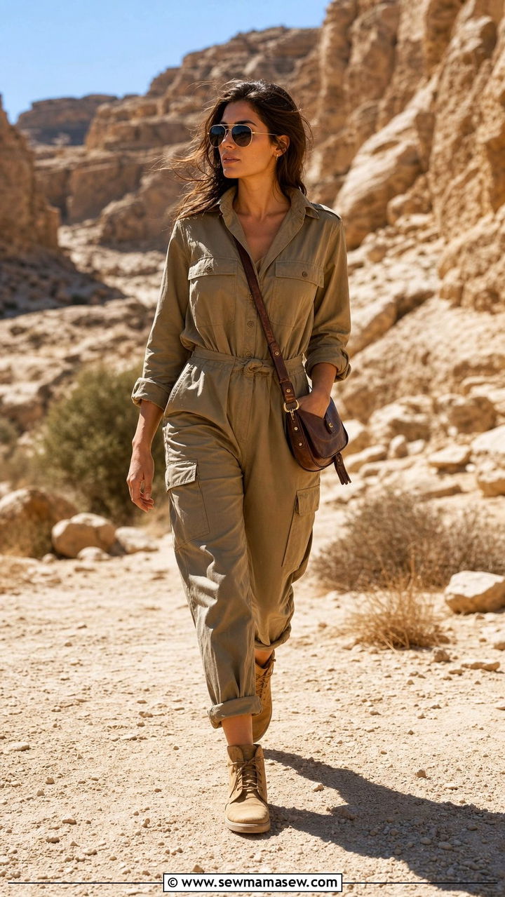Safari Jumpsuit With Desert Boots - 25 Summer desert outfits
