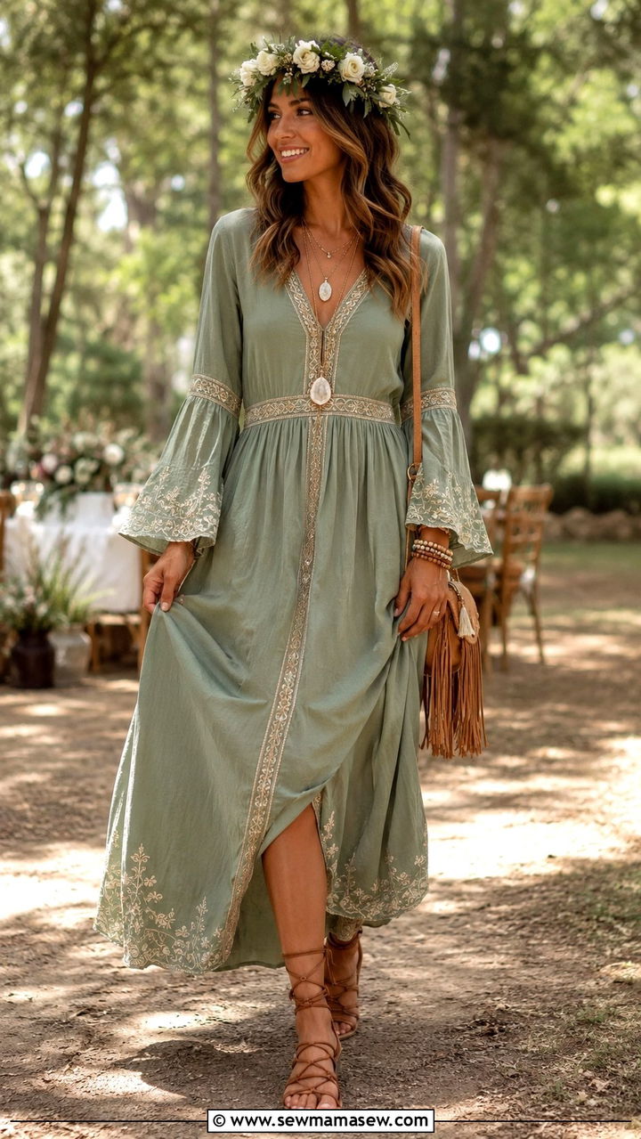Sage Green Boho Dress Wedding Guest - 20 Wedding guest outfit ideas sage green dress