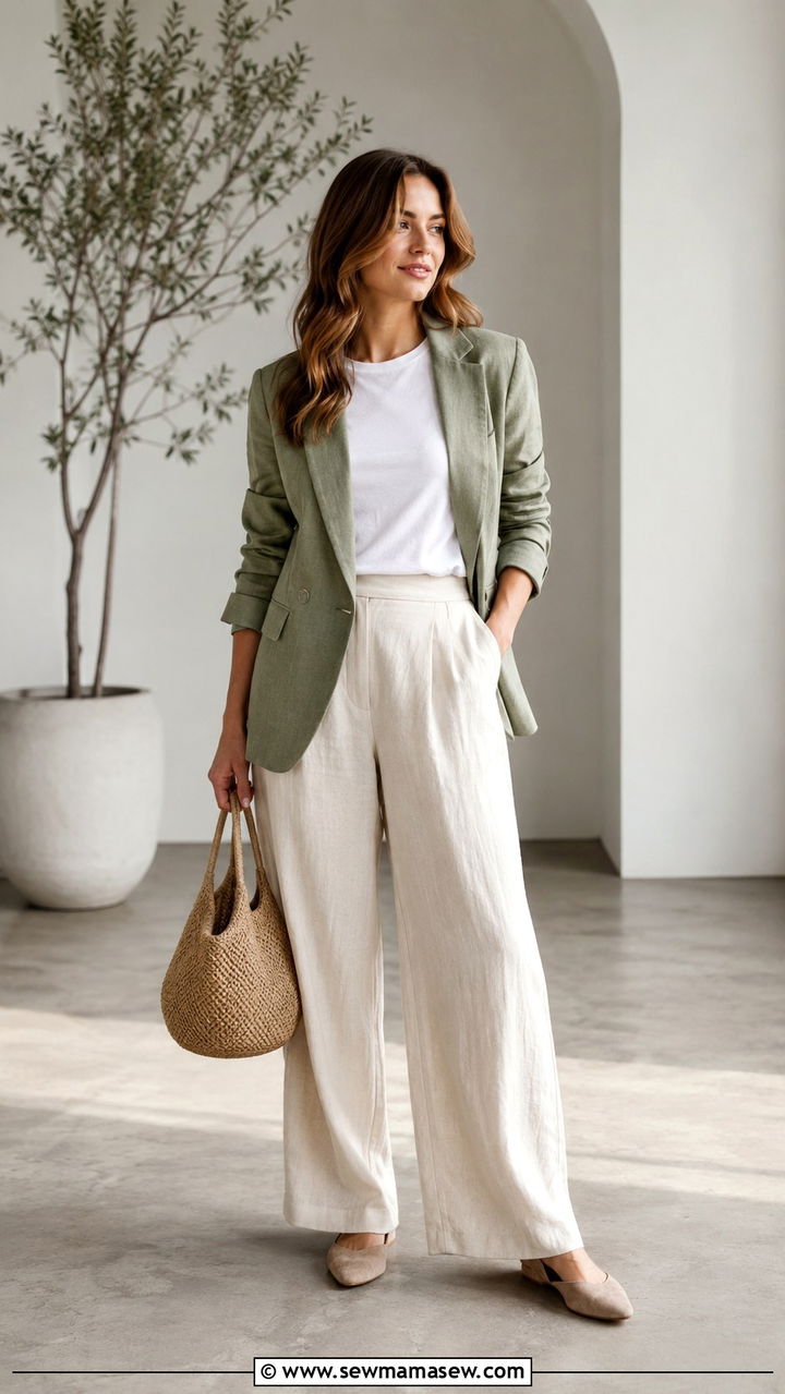 Sage Green Linen Blazer Outfit Work - 30 Linen blazer outfit ideas for work