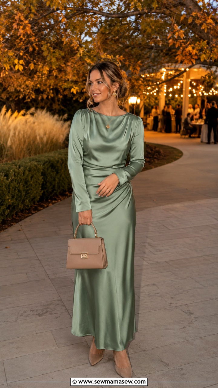 Sage Green Long Sleeve Dress Wedding Guest - 30 Sage green wedding guest dress outfit ideas