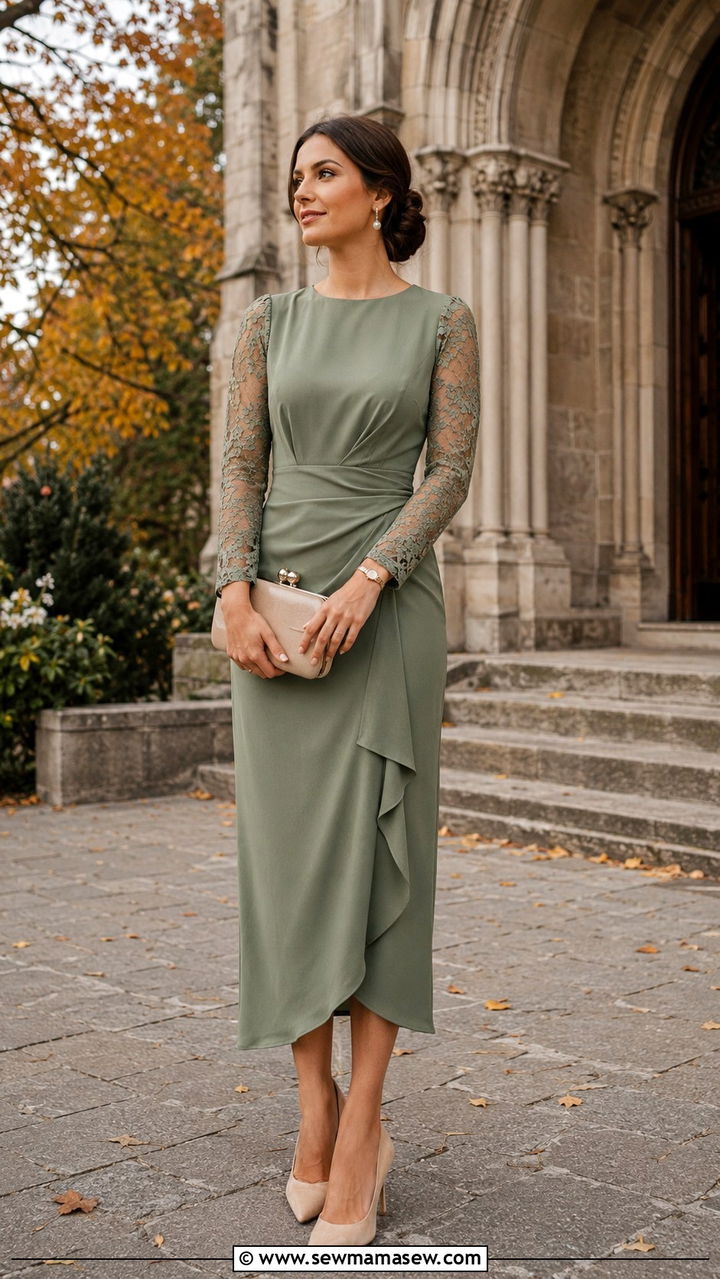 Sage Green Long Sleeve Dress Wedding Guest - 20 Wedding guest outfit ideas sage green dress