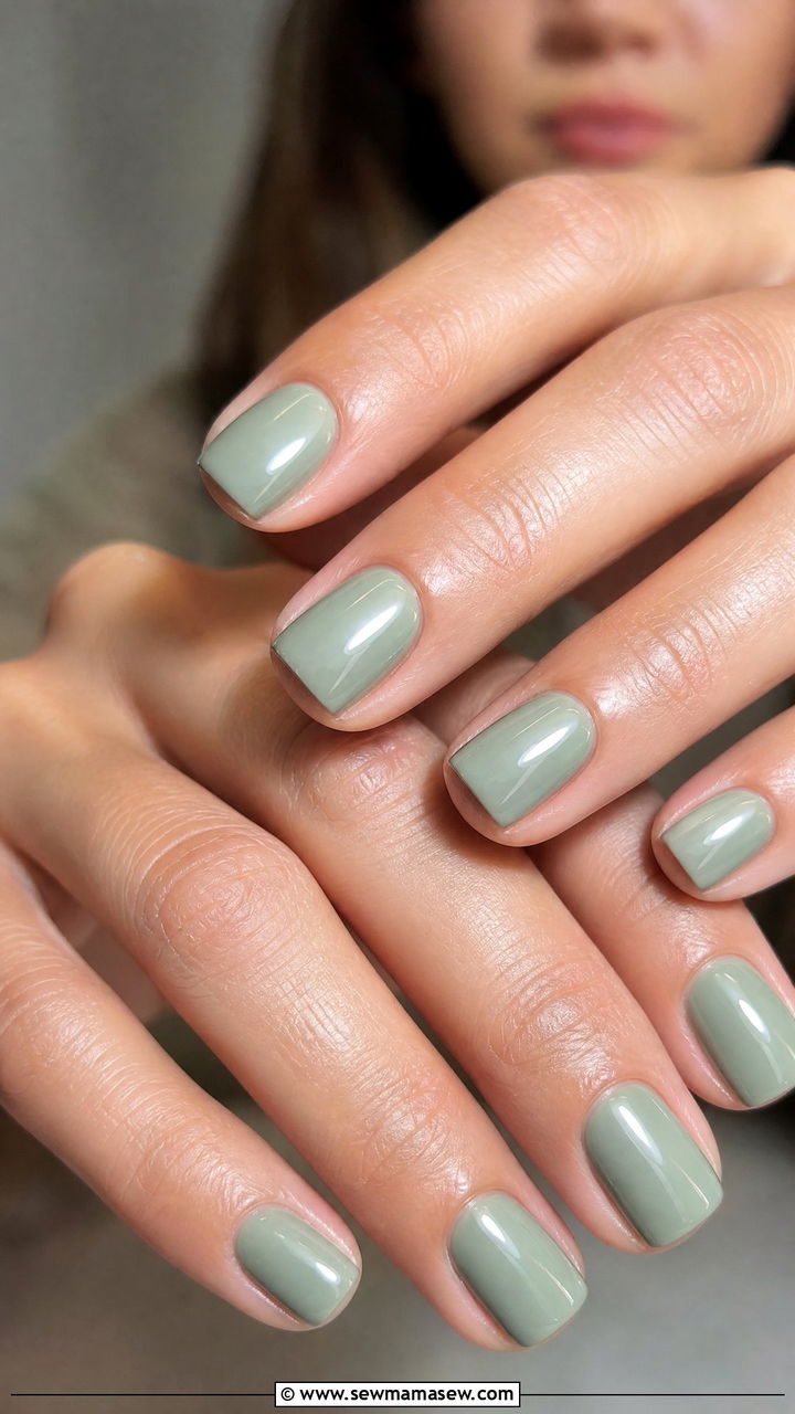 Sage Green Minimalist Gel Nails - 50 gel polish