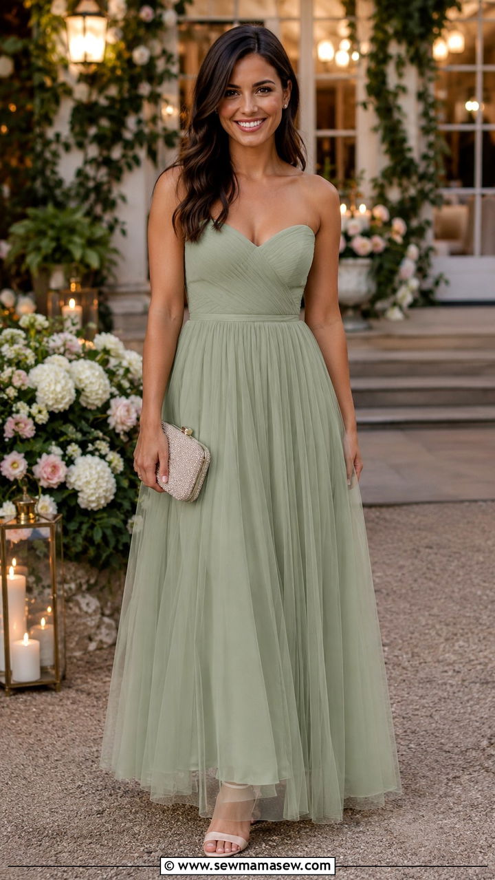 Sage Green Tulle Dress Wedding Guest - 30 Sage green wedding guest dress outfit ideas