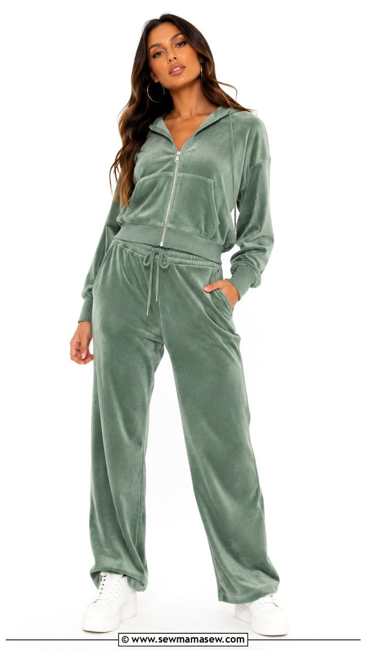 Sage Green Velour Tracksuit Outfit - 20 Sage loungewear set outfit ideas