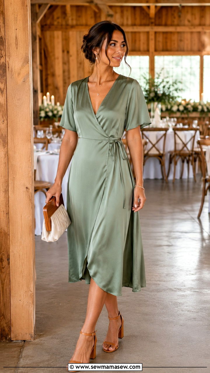 Sage Green Wrap Dress Wedding Guest - 30 Sage green wedding guest dress outfit ideas