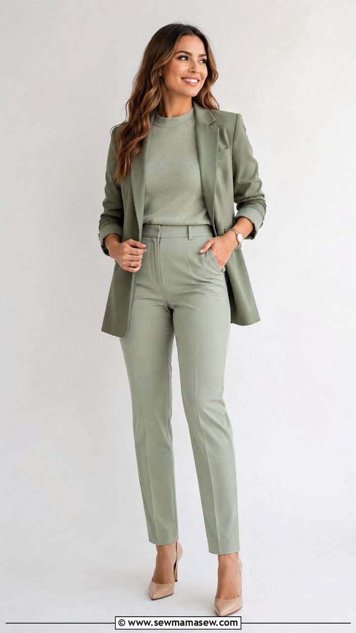 Sage green monochrome outfit - 30 Sage green outfit ideas for work