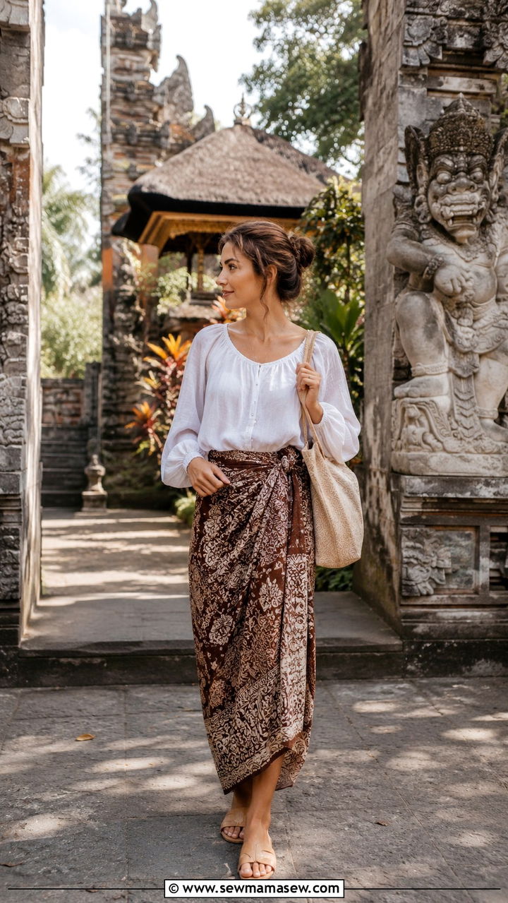 Sarong And Modest Blouse For Temple Visiting - 25 Asian vacation outfit ideas