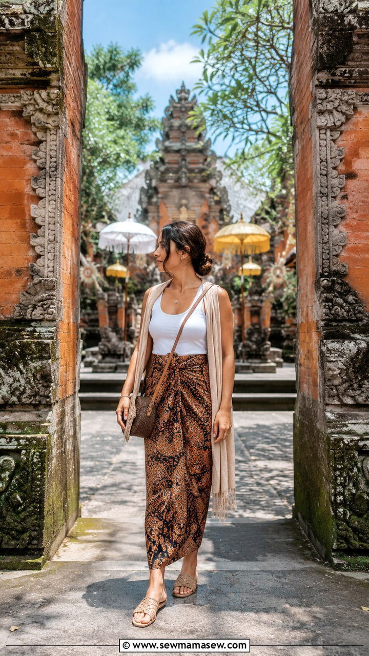 Sarong And Tank Top Temple Outfit - 25 Bali spring outfit ideas