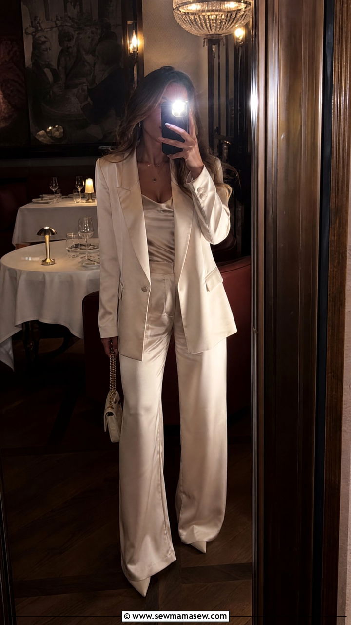 Satin Blazer And Trouser Coord Set For Birthday Dinner - 30 Coord set outfit ideas for birthday