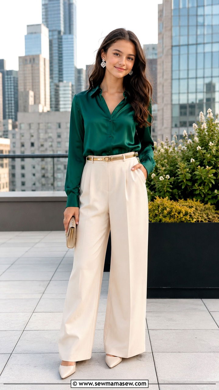 Satin Blouse And Wide Leg Pants Wedding Guest - 25 Wedding guest outfit ideas for teen