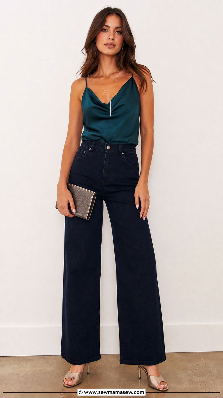 Satin Cami With Wide Leg Jeans Wedding - 25 How to style wide leg jeans for a wedding