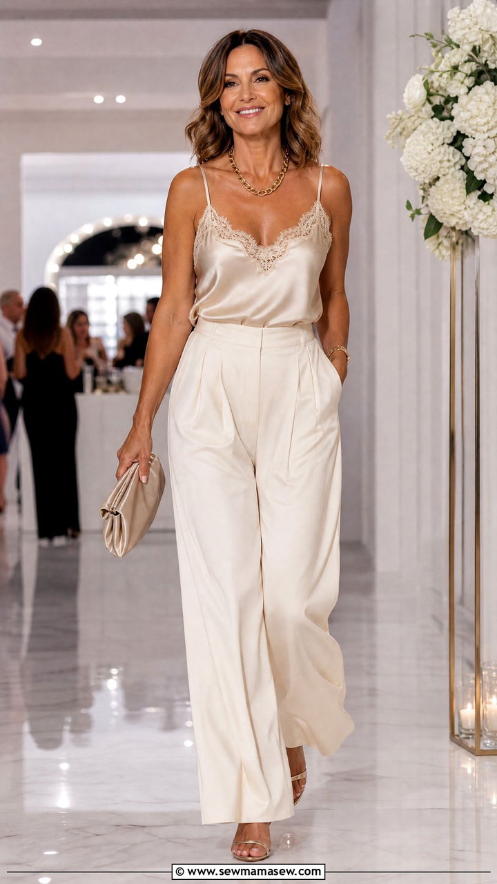 Satin Camisole With Palazzo Pants - 25 Retirement party outfit ideas