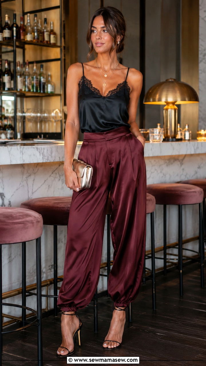 Satin Camisole and Balloon Trousers Going Out Outfit - 25 balloon pants outfits aesthetic