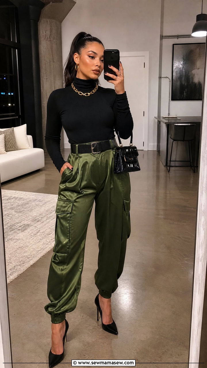 Satin Cargo Pants Outfit - 30 glamoratti outfits aesthetic