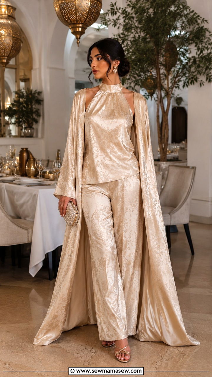 Satin Jacquard Trouser CoOrd Set - 25 Ramadan matching set outfit ideas
