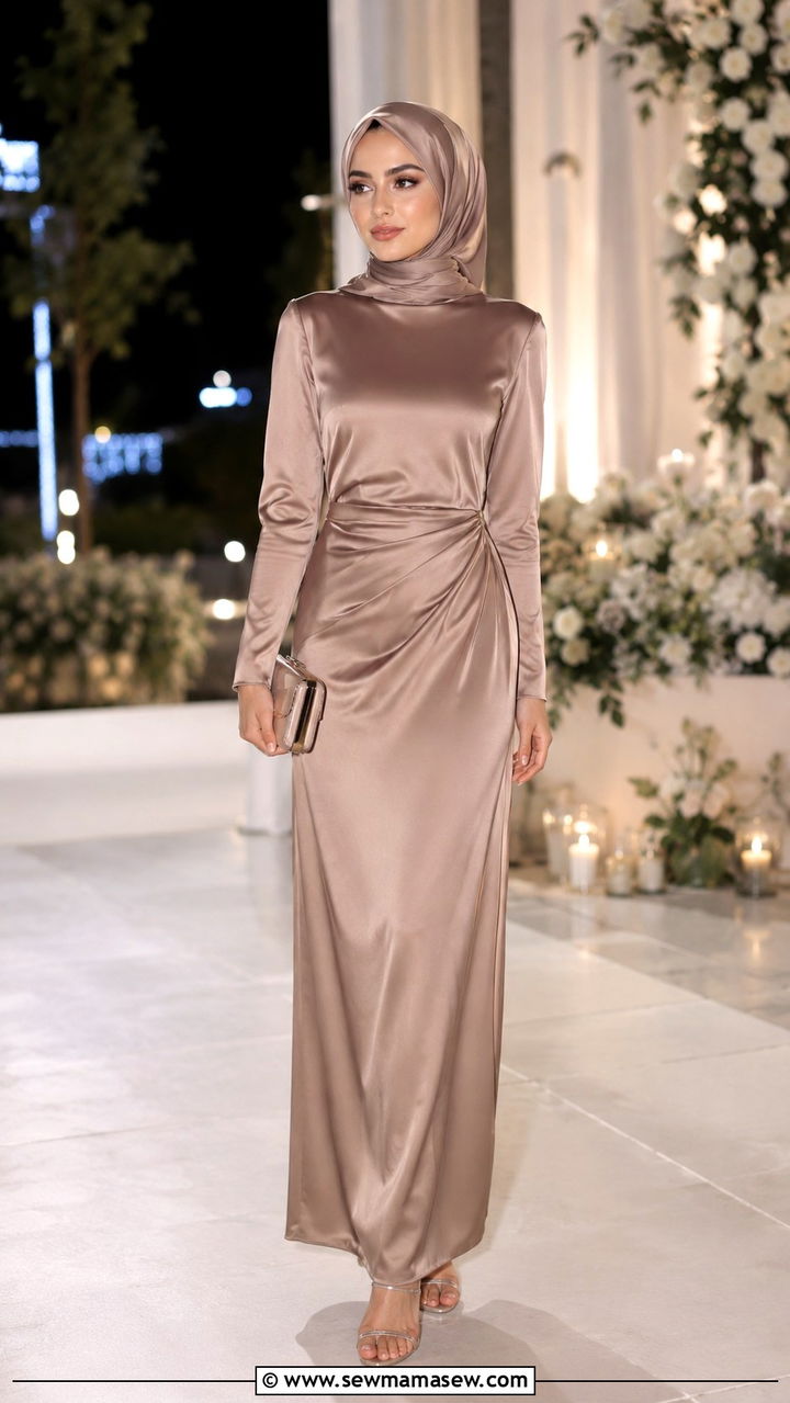 Satin Maxi Dress for Nikkah Ceremony Guest - 25 Wedding guest outfit ideas Nikkah ceremony