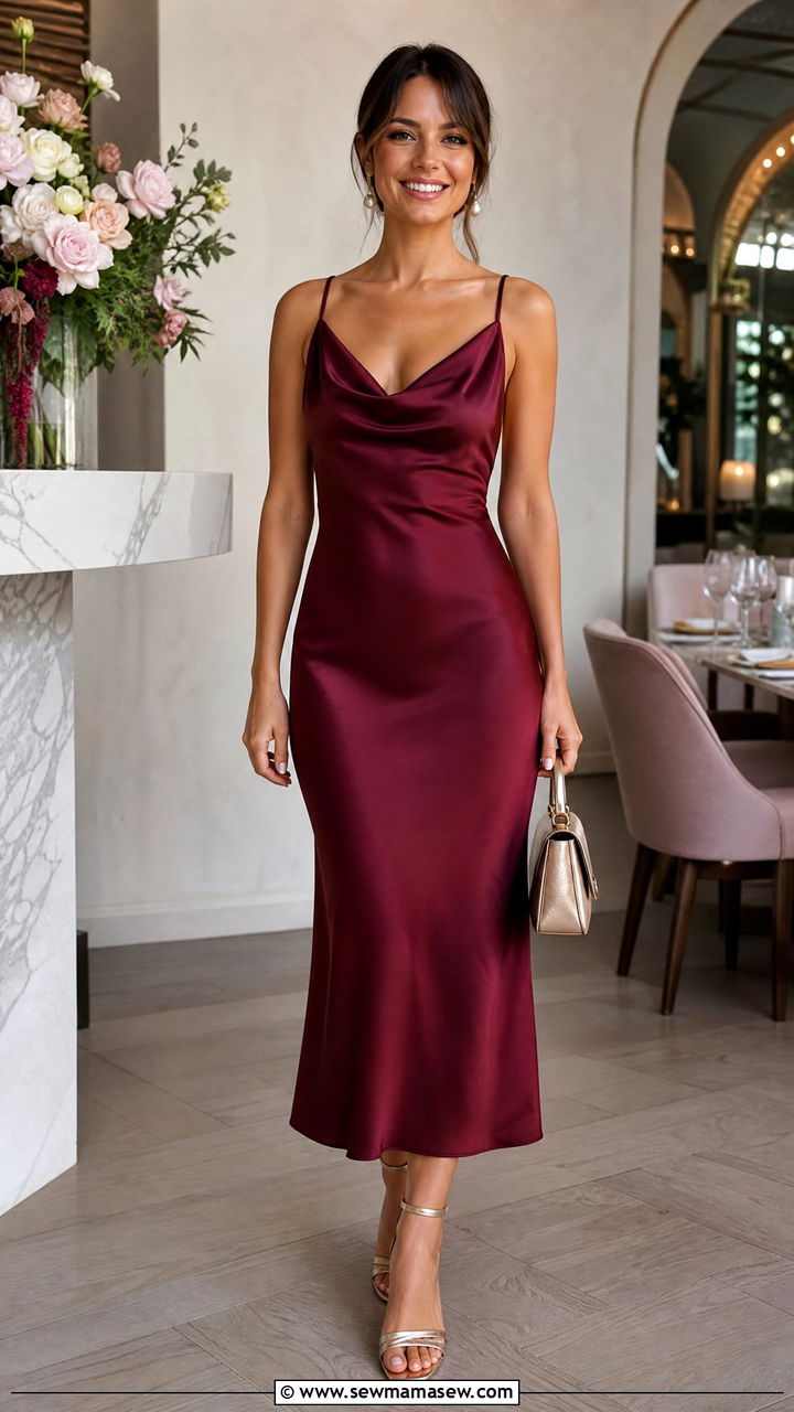 Satin Midi Dress Brunch Outfit - 30 Fancy brunch outfit ideas