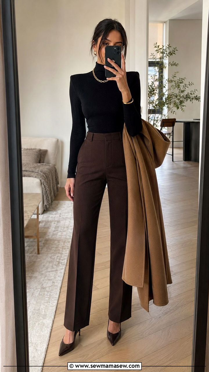 Satin Midi Skirt With Sculpted Shoulder Knit Top - 20 Glamoratti outfit ideas sculpted shoulders
