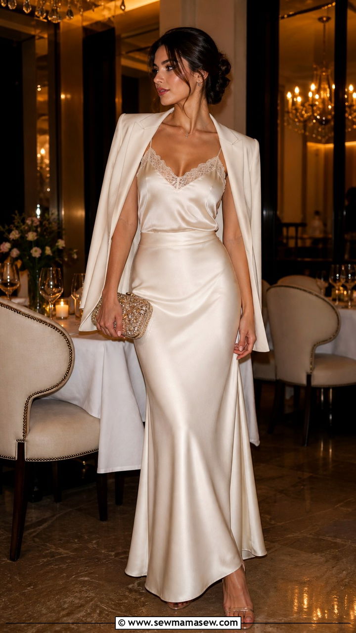 Satin Skirt with Denim Jacket Outfit - 40 satin skirt outfit ideas