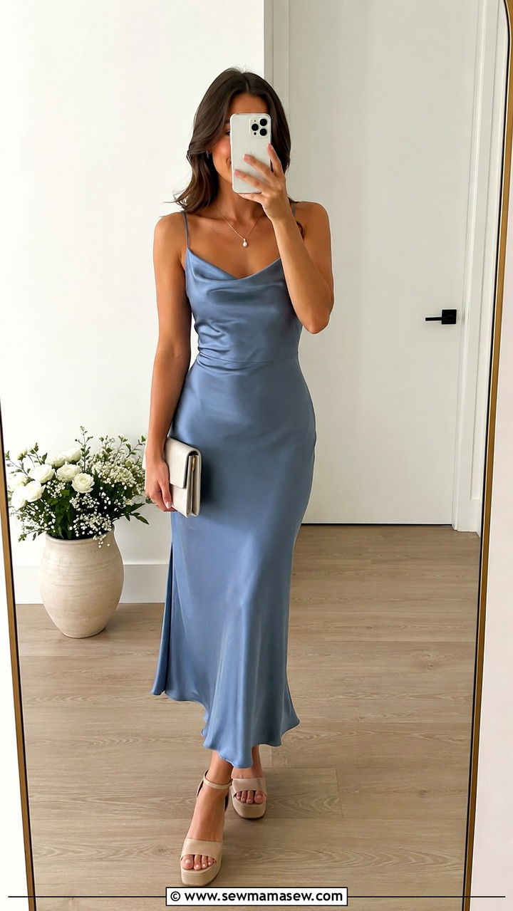 Satin Slip Dress And Platform Sandals - 30 casual graduation outfits