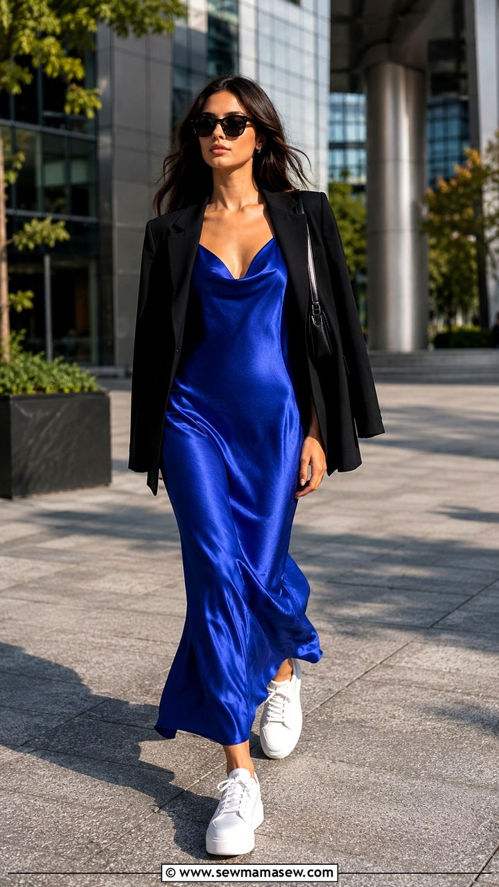 Satin Slip Dress And Sneakers Summer Outfit 2026 - 20 summer outfits 2026 women Pinterest
