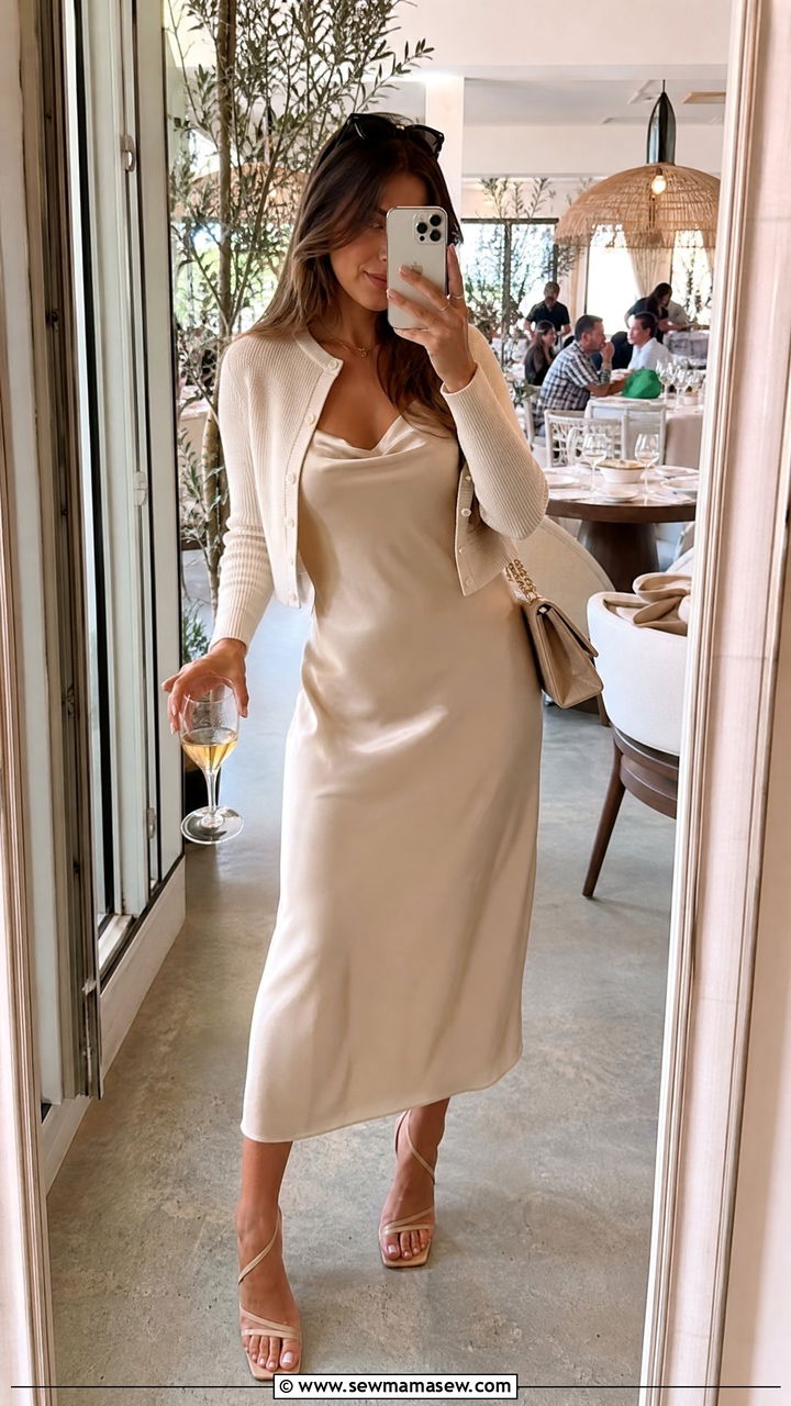 Satin Slip Dress Birthday Brunch Look - 35 Birthday brunch outfits