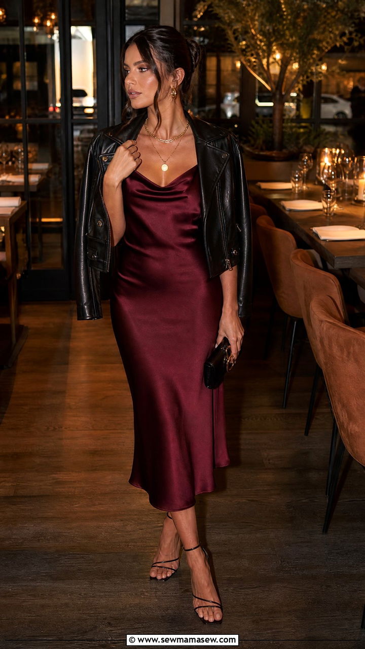 Satin Slip Dress Date Night Outfit - 25 chic slip dress outfit ideas