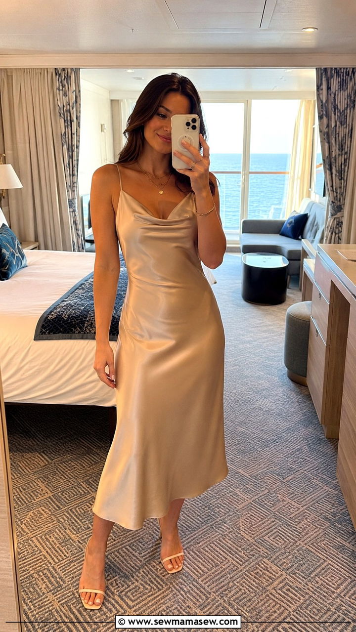 Satin Slip Dress With Minimal Heels Disney Cruise - 30 Disney cruise formal night outfit