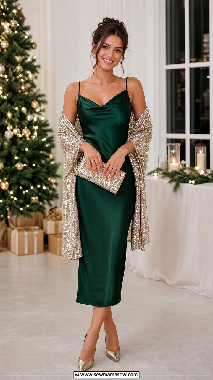 Satin Slip Dress With Sequin Wrap Wedding Guest Outfit - 20 Wedding guest outfit ideas satin slip dress