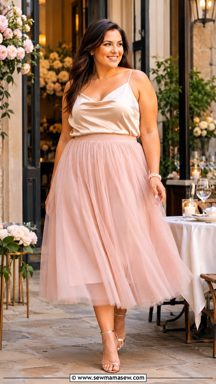 Satin Slip Dress With Tailored Blazer - 25 Birthday dinner outfit ideas plus size