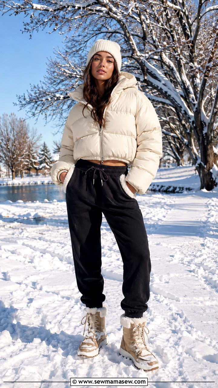 Satin Track Pants with Slouchy Sweater and Mules - 30 track pants outfit ideas for women
