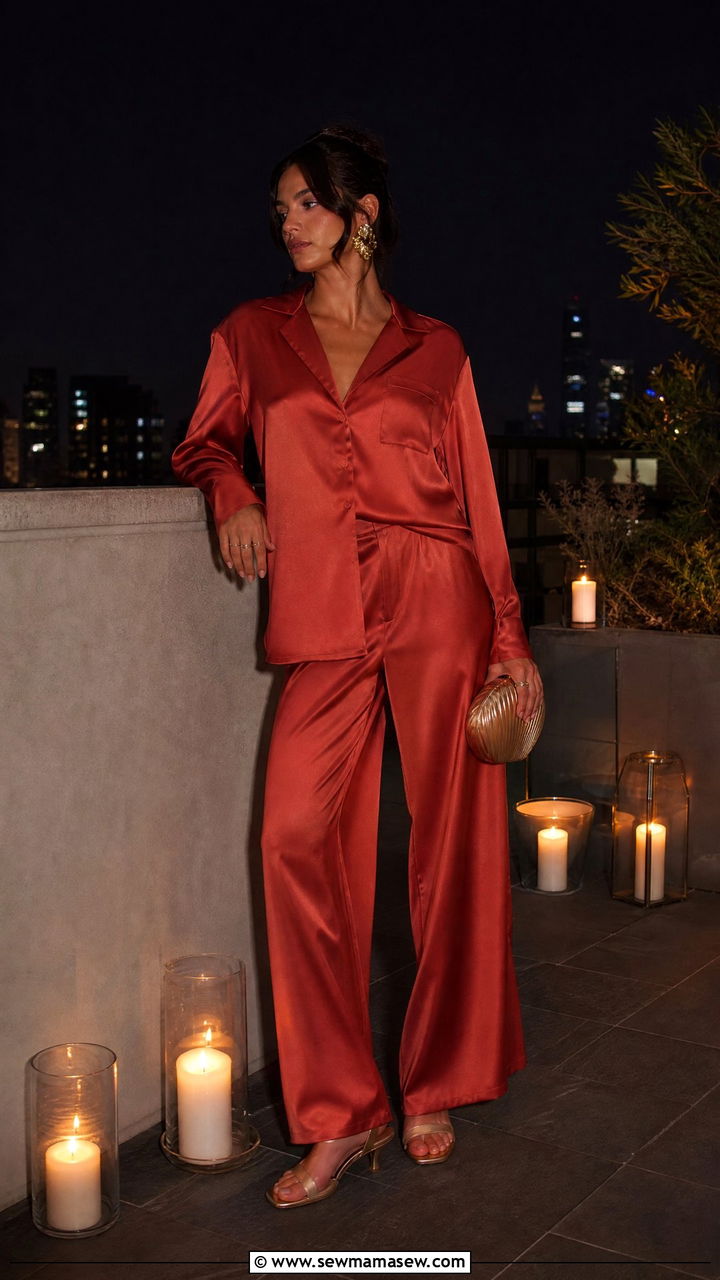 Satin Two Piece Coord Set For Evening - 25 Casablanca outfit ideas
