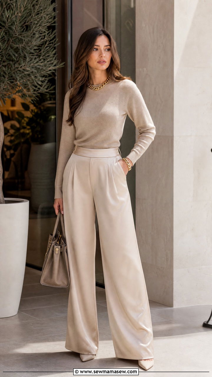 Satin Wide Leg Trousers Glamoratti Look - 30 Glamoratti outfit ideas
