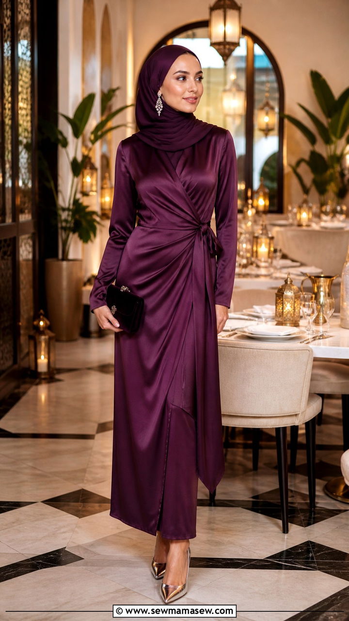 Satin Wrap Dress Ramadan Iftar Outfit - 40 Ramadan outfit ideas