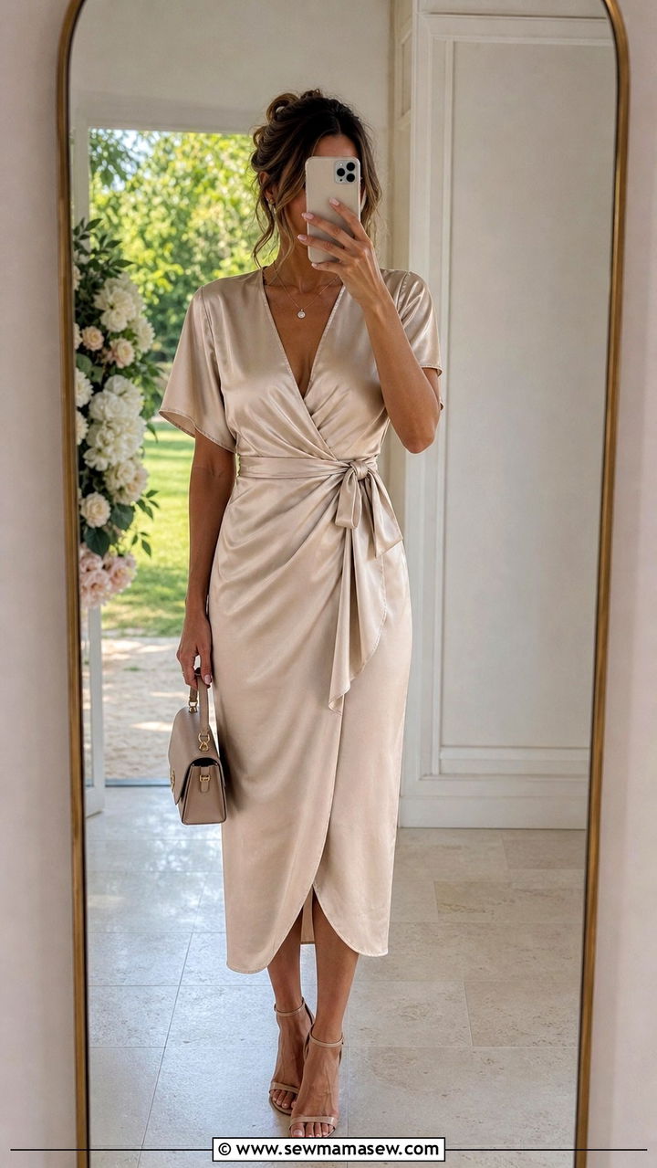 Satin Wrap Dress Wedding Guest - 40 what to wear to a wedding guest