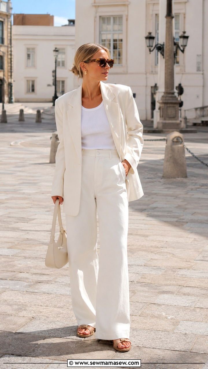 Scandinavian all white spring outfit with layered textures - 30 spring scandinavian outfit ideas
