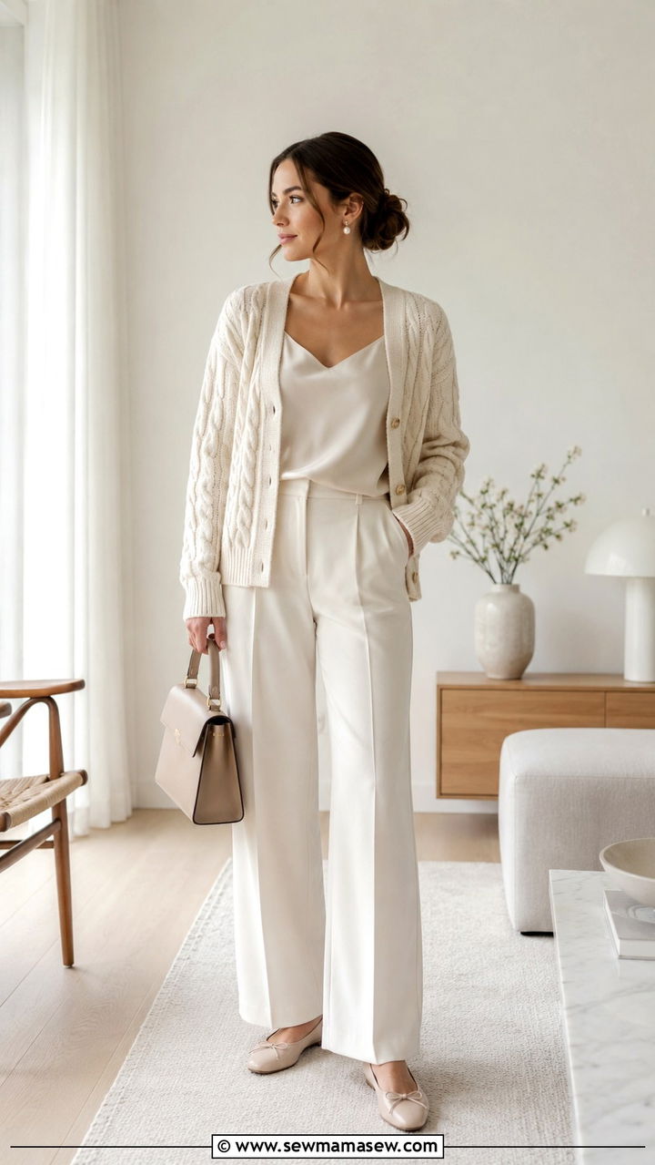 Scandinavian tonal spring outfit in cream and ivory - 30 spring scandinavian outfit ideas