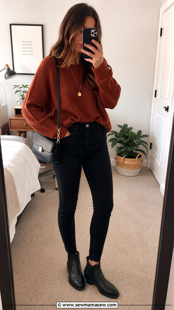 School Outfit with Skinny Jeans and Oversized Sweater - 30 School outfit ideas with jeans