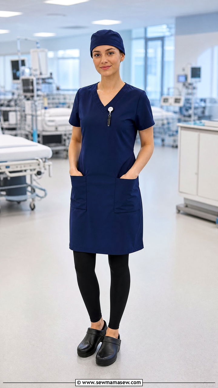 Scrub Dress With Leggings And Clogs - 25 Icu nurse outfit ideas