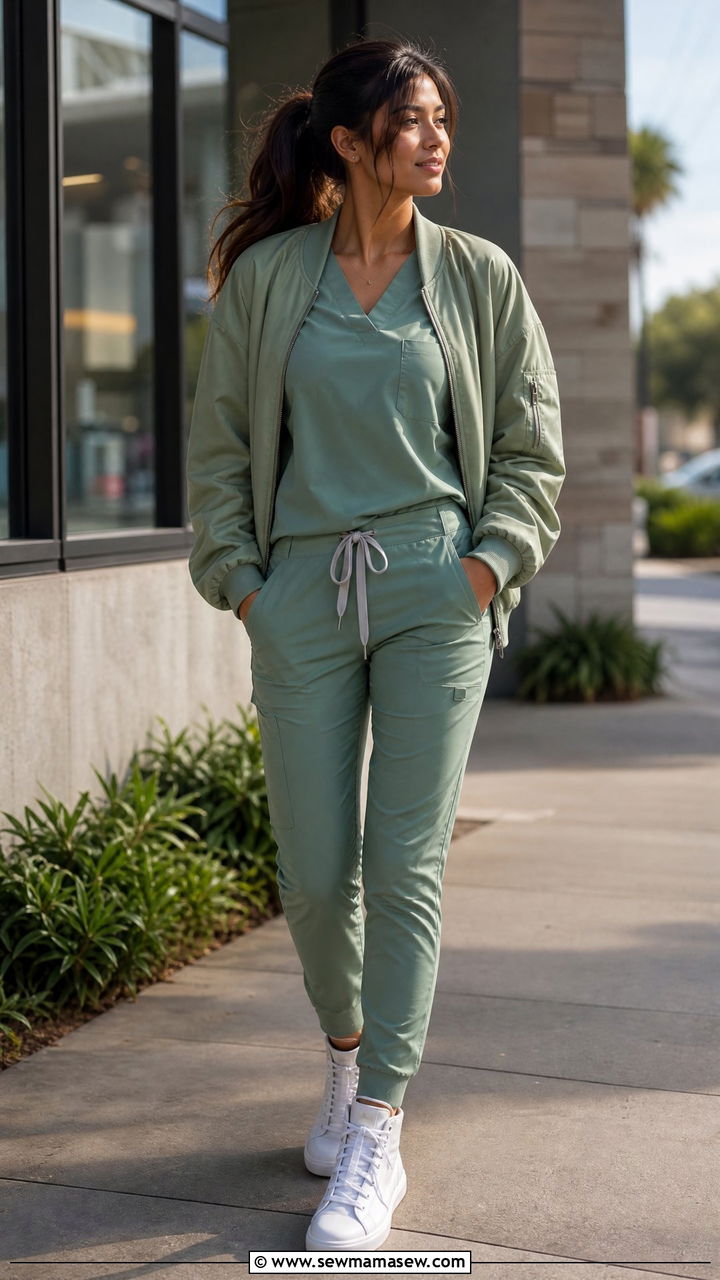 Scrubs With Bomber Jacket - 30 Cute scrubs outfits