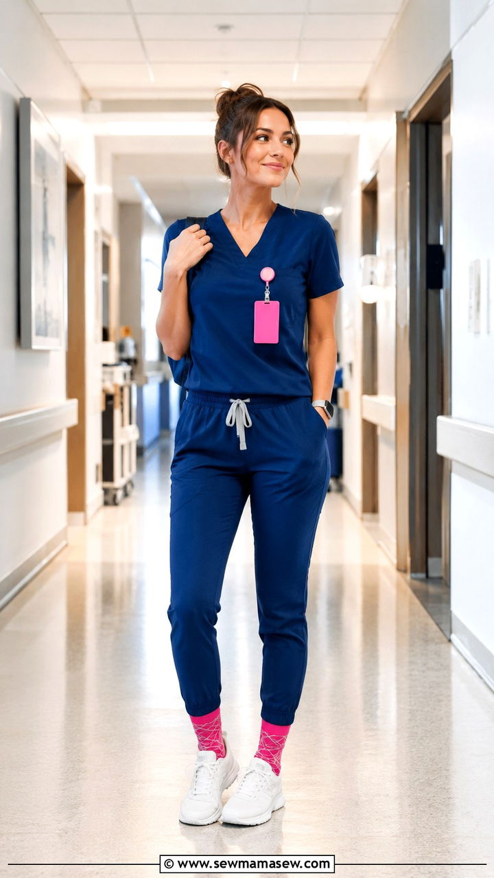 Scrubs With Colorful Compression Socks - 30 Cute scrubs outfits