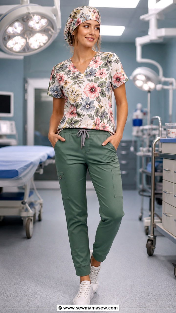 Scrubs With a Matching Scrub Cap - 40 Nurse outfit ideas