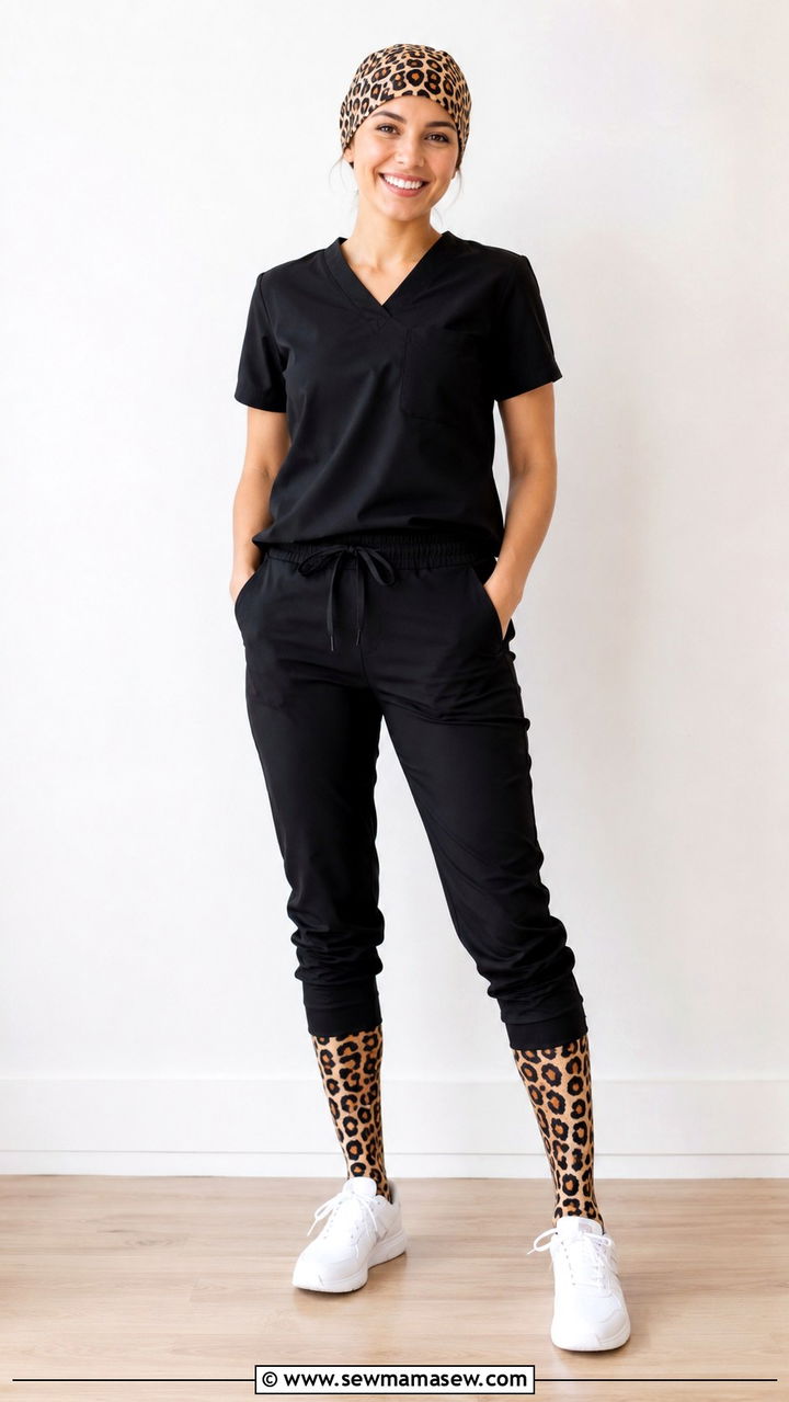Scrubs with Bold Patterned Compression Socks Outfit - 30 Scrubs outfit ideas for nurses