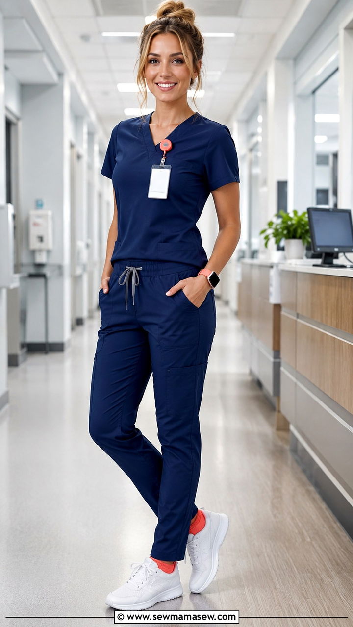 Scrubs with a Colorful Watch Band and Matching Sock Trim Outfit - 30 Scrubs outfit ideas for nurses