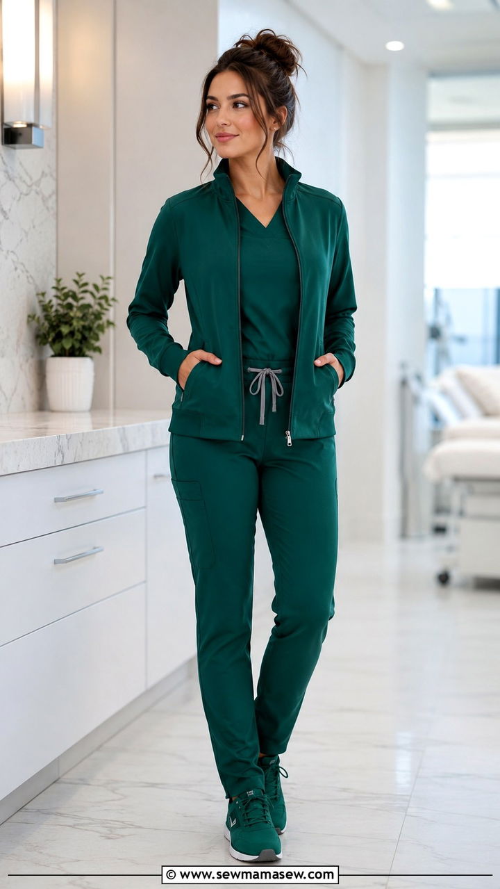 Scrubs with a Coordinated Warm Up Jacket Outfit - 30 Scrubs outfit ideas for nurses