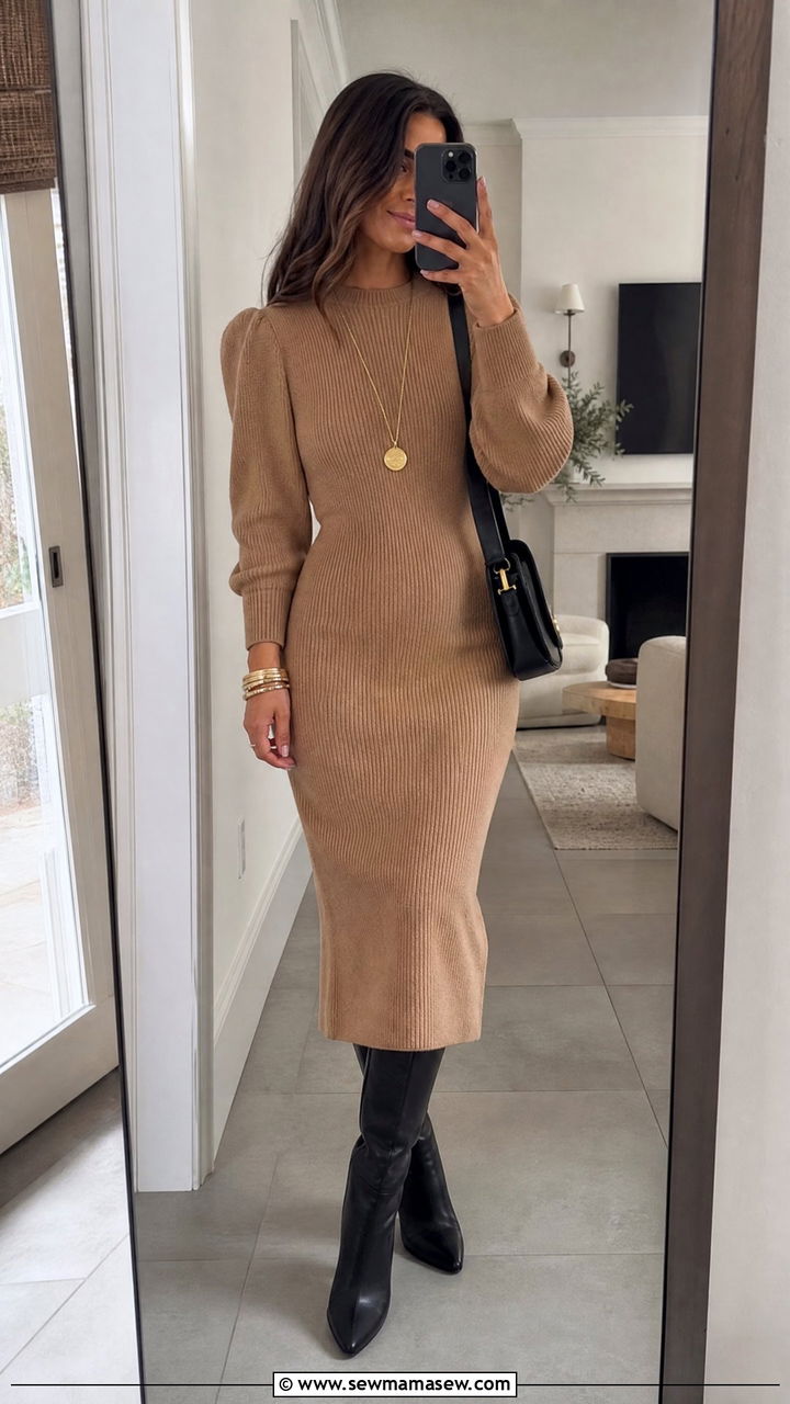 Sculpted Knit Dress Outfit - 30 glamoratti outfits aesthetic