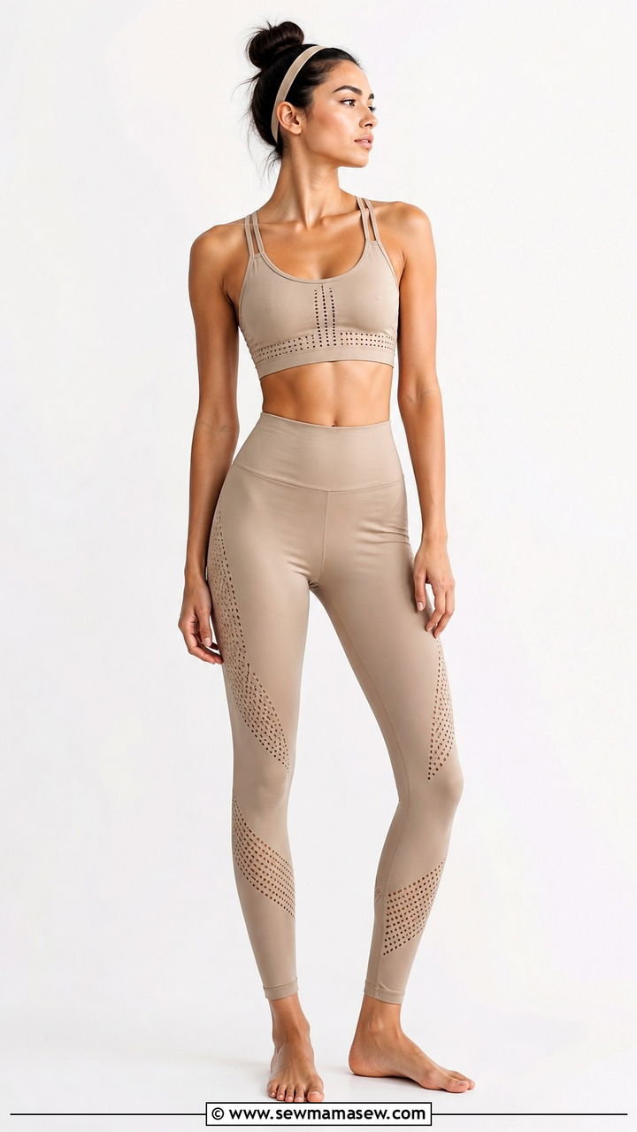 Sculpted Laser Cut Leggings and Sports Bra Bikram Set - 20 Bikram yoga outfit ideas