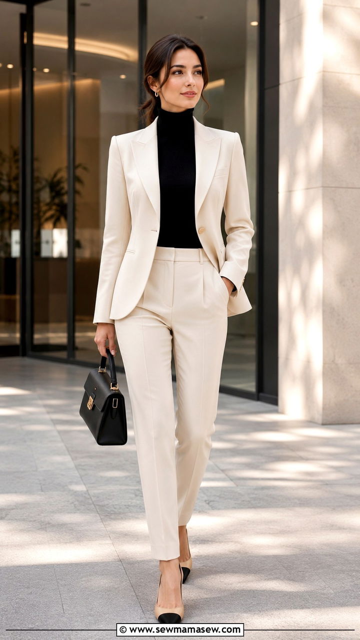 Sculpted blazer with tailored trousers - 25 Petite outfit ideas spring 2026