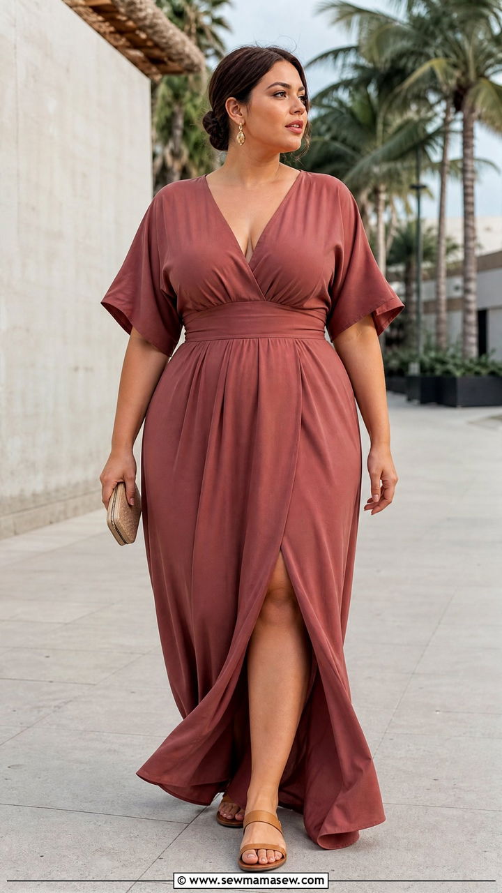 Sculpted maxi dress with defined waist - 30 Plus size outfit ideas spring 2026